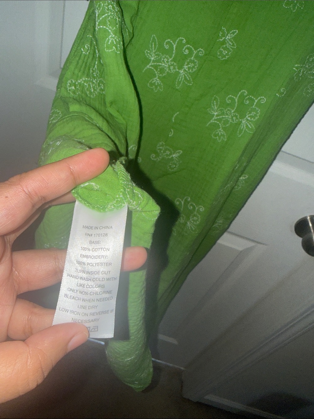 Berkley jensen gauze embroidered Green Mini Dress Xl NWT - Picture 7 of 7